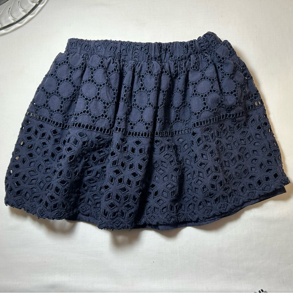 Blue Eyelet Pattern Skirt